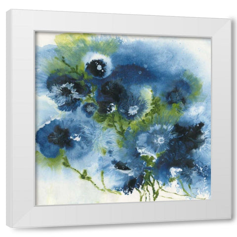 Blue Explosion White Modern Wood Framed Art Print by Griggs, Jan