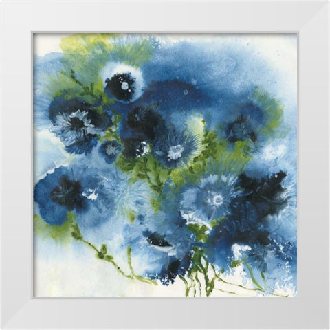 Blue Explosion White Modern Wood Framed Art Print by Griggs, Jan