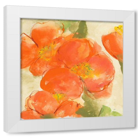Tangerine Poppies I White Modern Wood Framed Art Print by Paschke, Chris