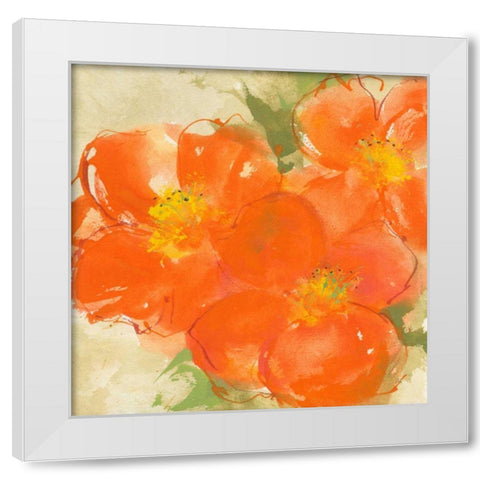 Tangerine Poppies II White Modern Wood Framed Art Print by Paschke, Chris