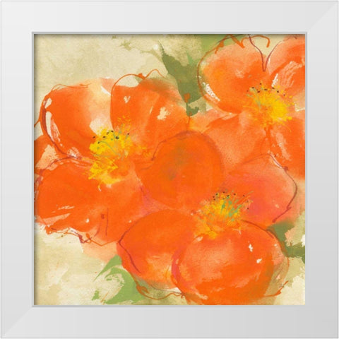 Tangerine Poppies II White Modern Wood Framed Art Print by Paschke, Chris