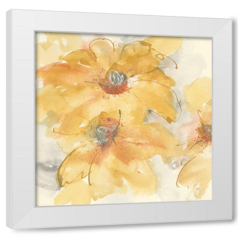 Golden Clematis I White Modern Wood Framed Art Print by Paschke, Chris