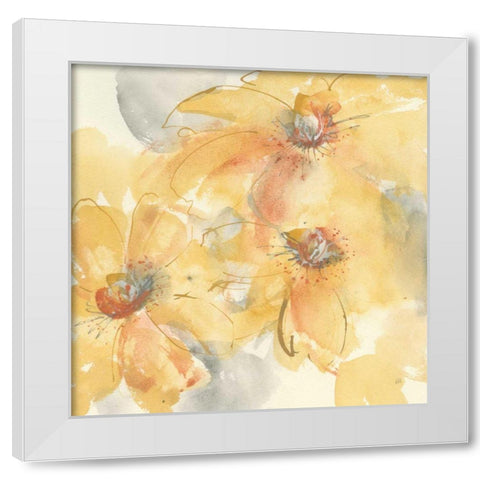 Golden Clematis II White Modern Wood Framed Art Print by Paschke, Chris