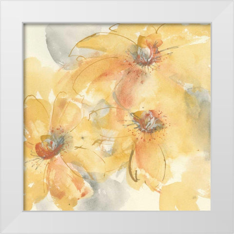 Golden Clematis II White Modern Wood Framed Art Print by Paschke, Chris