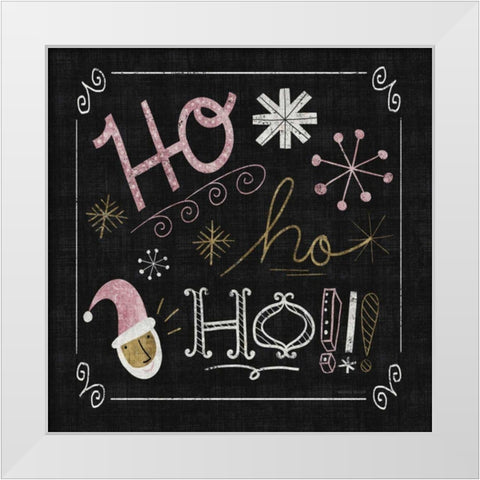 Quirky Christmas Santa Metallic White Modern Wood Framed Art Print by Mullan, Michael