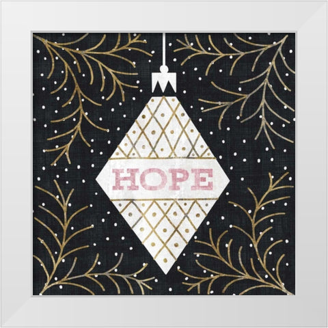 Jolly Holiday Ornaments Hope Metallic White Modern Wood Framed Art Print by Mullan, Michael