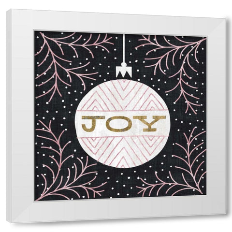 Jolly Holiday Ornaments Joy Metallic White Modern Wood Framed Art Print by Mullan, Michael
