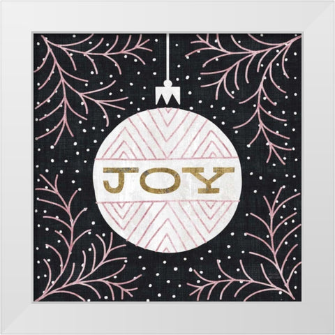 Jolly Holiday Ornaments Joy Metallic White Modern Wood Framed Art Print by Mullan, Michael