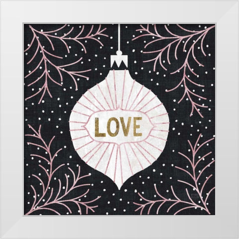 Jolly Holiday Ornaments Love Metallic White Modern Wood Framed Art Print by Mullan, Michael