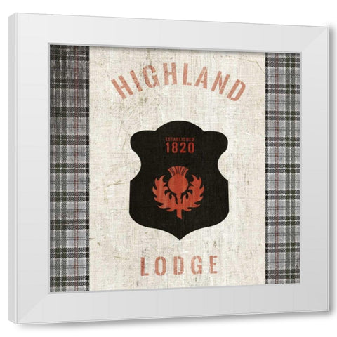 Tartan Lodge Shield I White Modern Wood Framed Art Print by Wild Apple Portfolio