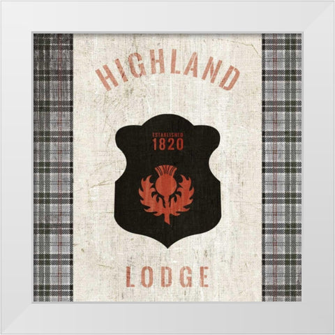 Tartan Lodge Shield I White Modern Wood Framed Art Print by Wild Apple Portfolio