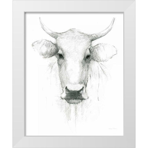 Cow Sketch White Modern Wood Framed Art Print by Tillmon, Avery