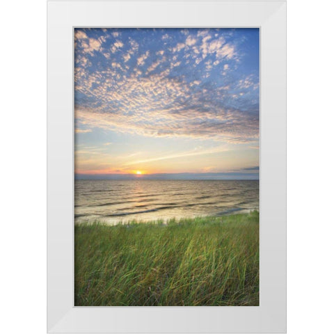 Lake Michigan Sunset I White Modern Wood Framed Art Print by Majchrowicz, Alan