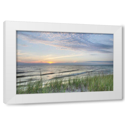 Lake Michigan Sunset III White Modern Wood Framed Art Print by Majchrowicz, Alan