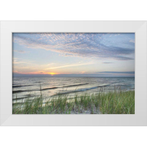 Lake Michigan Sunset III White Modern Wood Framed Art Print by Majchrowicz, Alan