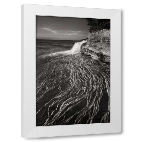 Pictured Rocks Michigan I BW White Modern Wood Framed Art Print by Majchrowicz, Alan