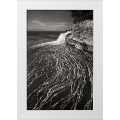 Pictured Rocks Michigan I BW White Modern Wood Framed Art Print by Majchrowicz, Alan