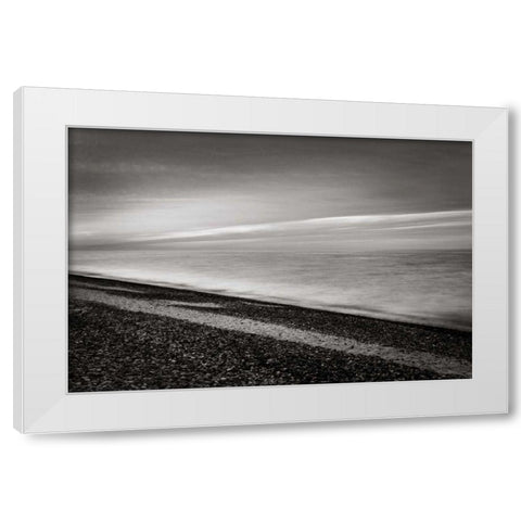 Lake Superior Beach III BW White Modern Wood Framed Art Print by Majchrowicz, Alan