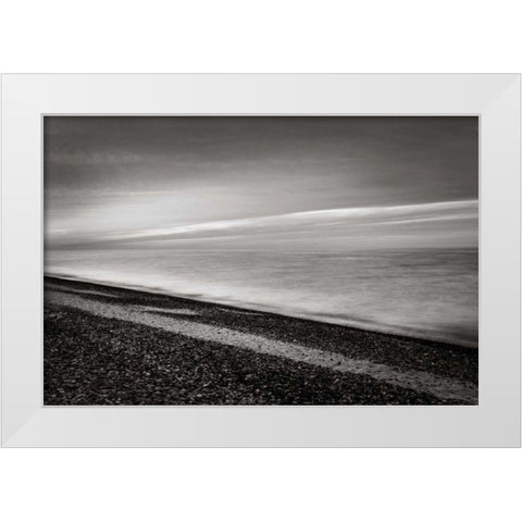 Lake Superior Beach III BW White Modern Wood Framed Art Print by Majchrowicz, Alan