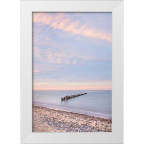 Lake Superior Old Pier I White Modern Wood Framed Art Print by Majchrowicz, Alan