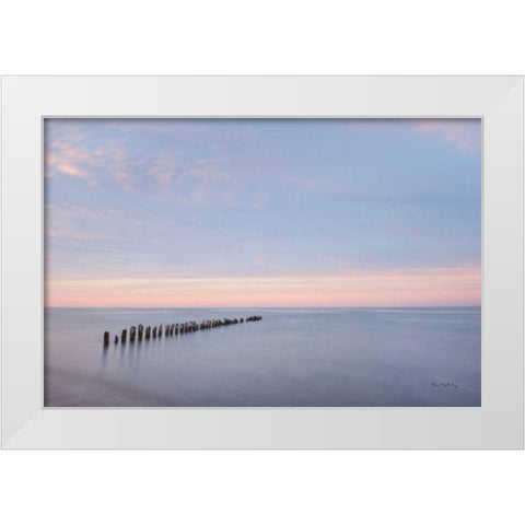 Lake Superior Old Pier II White Modern Wood Framed Art Print by Majchrowicz, Alan