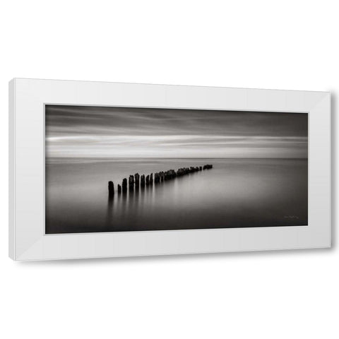 Lake Superior Old Pier III White Modern Wood Framed Art Print by Majchrowicz, Alan