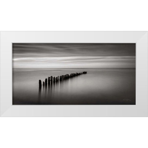 Lake Superior Old Pier III White Modern Wood Framed Art Print by Majchrowicz, Alan
