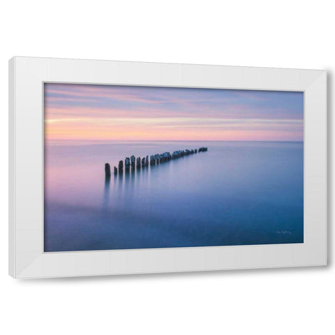 Lake Superior Old Pier IV White Modern Wood Framed Art Print by Majchrowicz, Alan