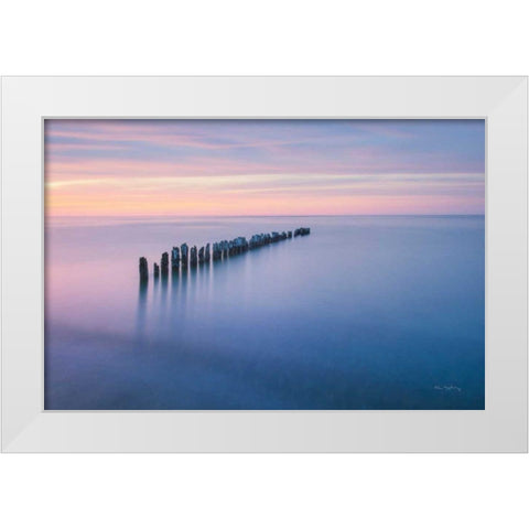 Lake Superior Old Pier IV White Modern Wood Framed Art Print by Majchrowicz, Alan