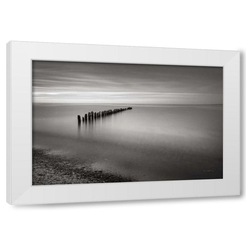 Lake Superior Old Pier V White Modern Wood Framed Art Print by Majchrowicz, Alan
