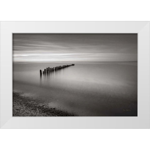 Lake Superior Old Pier V White Modern Wood Framed Art Print by Majchrowicz, Alan