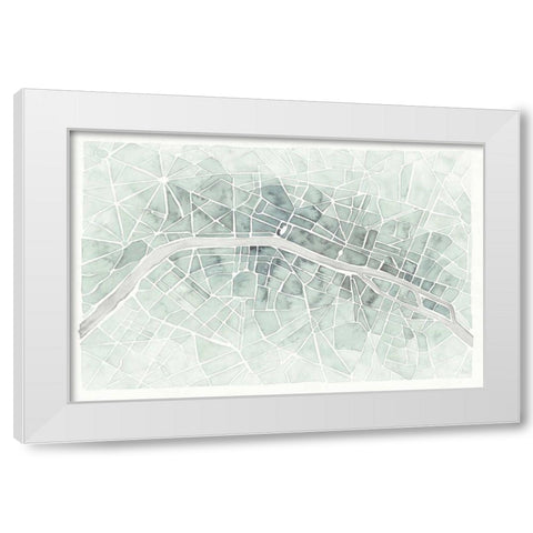 Watercolor Wanderlust Paris Mint White Modern Wood Framed Art Print by Marshall, Laura