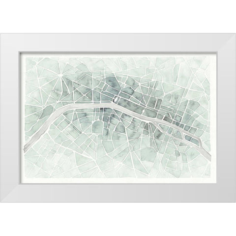 Watercolor Wanderlust Paris Mint White Modern Wood Framed Art Print by Marshall, Laura