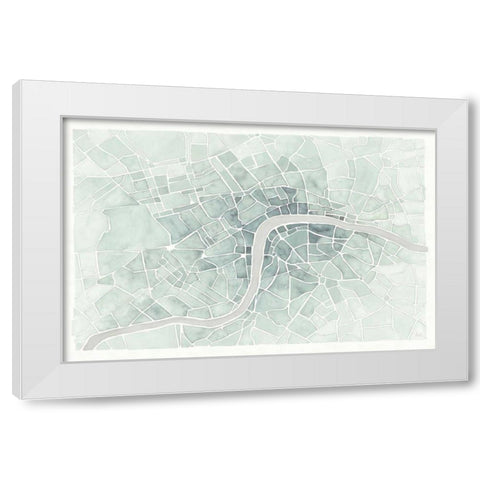 Watercolor Wanderlust London Mint White Modern Wood Framed Art Print by Marshall, Laura