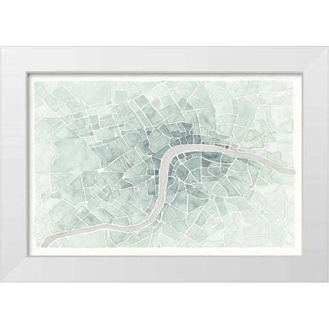 Watercolor Wanderlust London Mint White Modern Wood Framed Art Print by Marshall, Laura