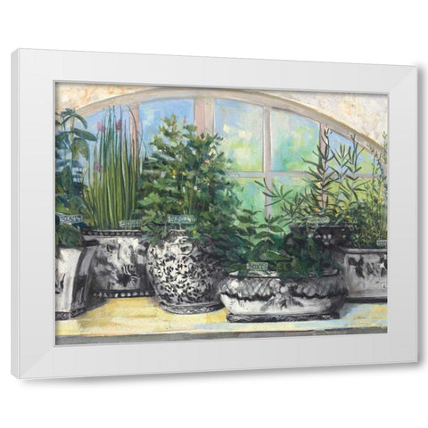 Windowsill Herbs BW Vases Crop White Modern Wood Framed Art Print by Rowan, Carol