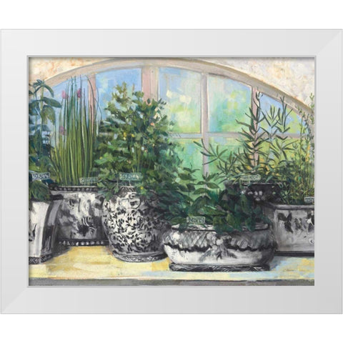 Windowsill Herbs BW Vases Crop White Modern Wood Framed Art Print by Rowan, Carol