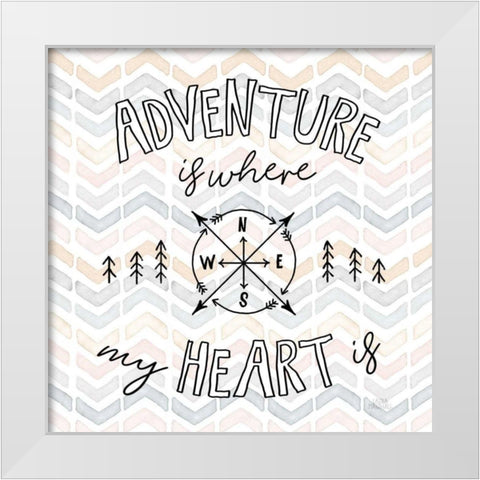 World Traveler III Chevron White Modern Wood Framed Art Print by Marshall, Laura