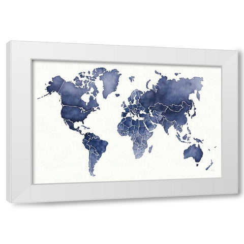 Watercolor Wanderlust Indigo White Modern Wood Framed Art Print by Marshall, Laura