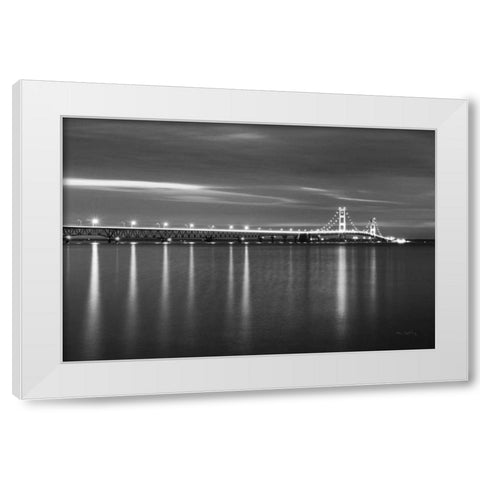 Mackinac Bridge BW White Modern Wood Framed Art Print by Majchrowicz, Alan