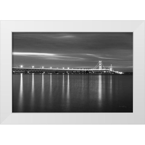 Mackinac Bridge BW White Modern Wood Framed Art Print by Majchrowicz, Alan