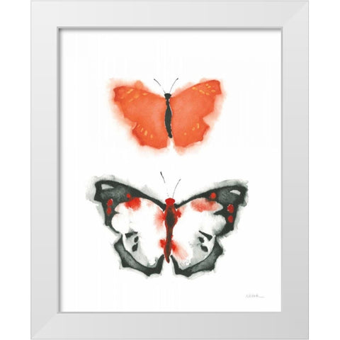 Watercolor Butterflies III White Modern Wood Framed Art Print by Novak, Shirley