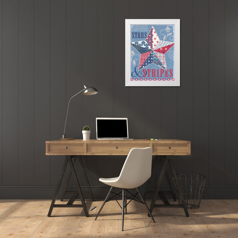 Stars and Stripes Star Dark White Modern Wood Framed Art Print by Grove, Beth