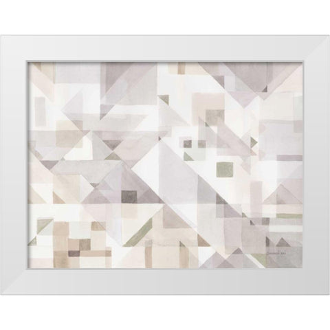 Try Angles I Neutral Sage White Modern Wood Framed Art Print by Nai, Danhui