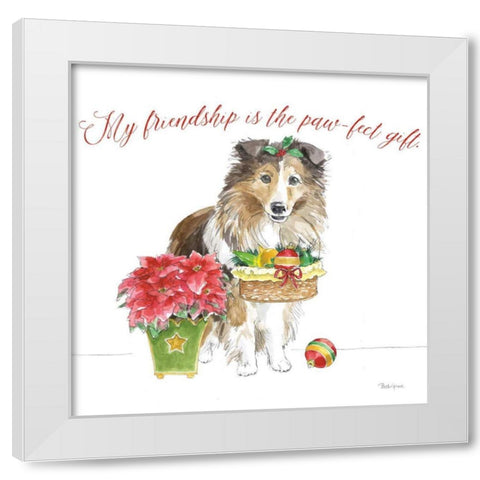 Holiday Paws III on White White Modern Wood Framed Art Print by Grove, Beth