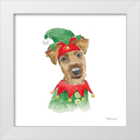 Holiday Paws VII on White White Modern Wood Framed Art Print by Grove, Beth