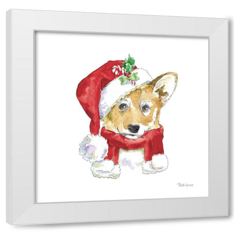 Holiday Paws VIII on White White Modern Wood Framed Art Print by Grove, Beth