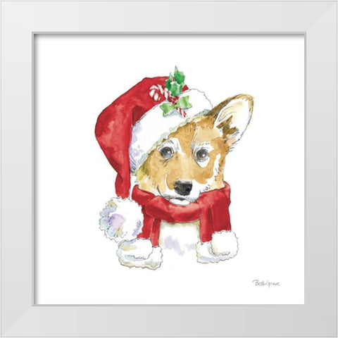 Holiday Paws VIII on White White Modern Wood Framed Art Print by Grove, Beth