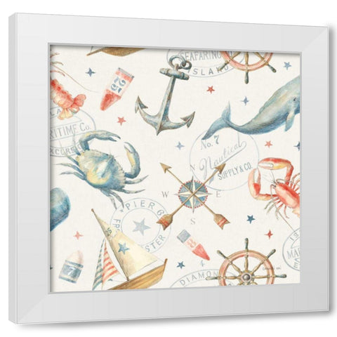 Floursack Nautical Pattern I White Modern Wood Framed Art Print by Nai, Danhui