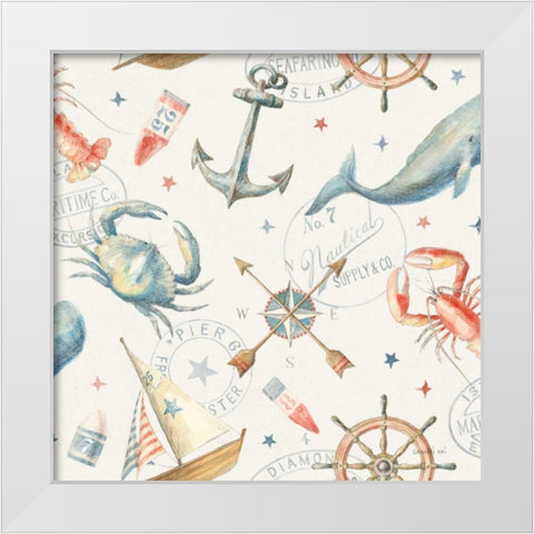 Floursack Nautical Pattern I White Modern Wood Framed Art Print by Nai, Danhui